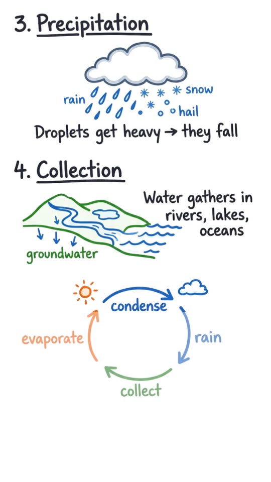 The water cycle for 10-year-olds, in about a minute